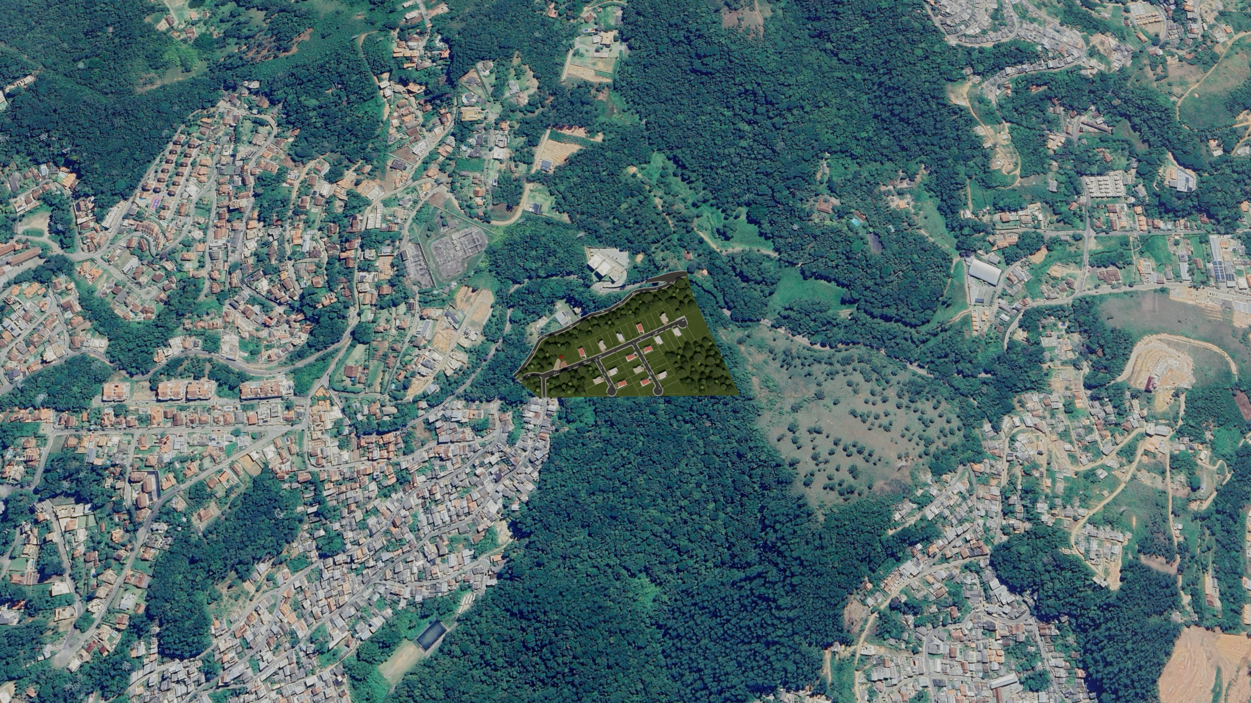 Vista aérea do loteamento